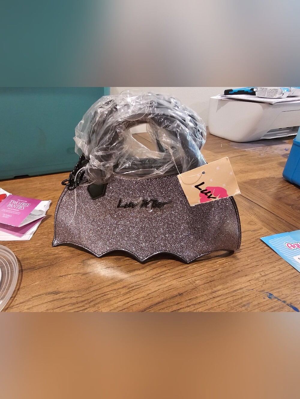 Luv Betsey Johnson Glitter Batwing Mini Bag in Silver Glitter